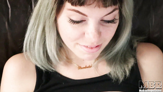 Latin blondie on high red heels fucks desperately until cowgirl shaking orgasm  ESPAÑOL