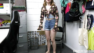 Security straps young thief and punished she