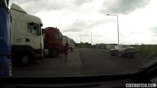 Fucking with brunette in a car