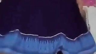 So beautiful blue dress girl fingering