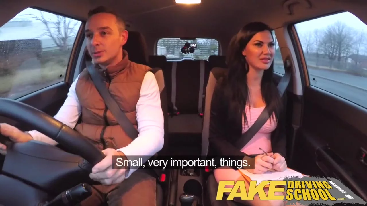 Fake Driving School - Threesome MMF in a Car HD 720p