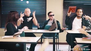 Penny Pax in sexy stocking upskirt fucks at the classroom