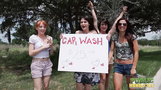 Public Handjobs Sexy Wet Fivesome Car Wash