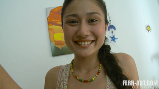 Busty Korean student gets her tits groped by man and she sucks his dick and and lets him to fuck her