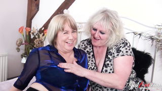 Two dicks and two fat matures fuck together