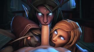 [SFM] 3 Elf girls suck dick POV