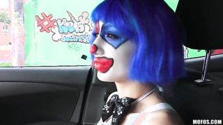 Stranded Teen dressed like a clown gets fucked