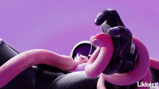 Sexy girl from Warframe game fucked by tentacles