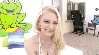 Cute Blonde Streads her Legs