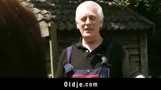 Viril old farmer fucks peasant teen with airs of diva