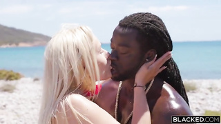 European blonde goddess enjoys dark BBC on vacation