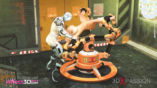 Futa robot anal fucking a tied brunette babe in a 3D animation porn