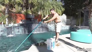 i like to watch my stepdad cleans the pool