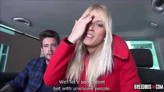 Hot blonde gets big cock in the BreedBus
