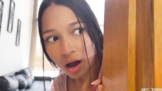 Teen Watches her Step Bro with Mom