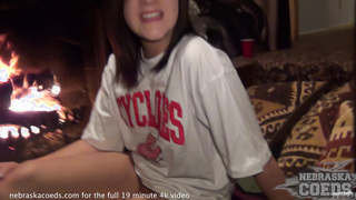 cozy fireplace with hot teen