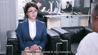 [JUQ-608] Married woman secretary, filled with sweat and kisses, has creampie sex in the president’s