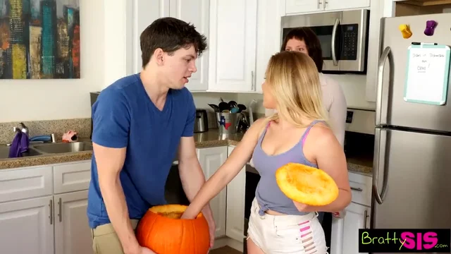 Brother And Sister Fuck Mom - Bratty Sis - Halloween Pumpkin Fuck Brother Sister Hiding From Mom - Aubrey  Sinclair - HD 720p