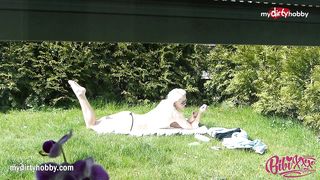 Amazing Blonde Teen Sunbathing