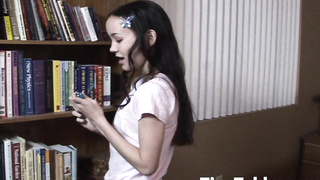 Tabby Teen Girl Strokes Her Little Pussy