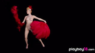 Big boobed British burlesque star Miranda shining
