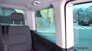 Cheap milf whore with fake hair wrecked by muscle stranger in driving van