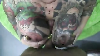 EXTREME Tattooed MILF Alt Girl with Pussy Pierced POV