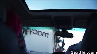 Huge ass ebony Pinky and busty porn star Gianna Michaels giving blowjob