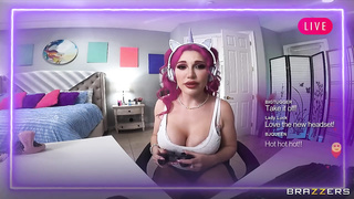 Lily Lou - Busty gamer gets fucked by daddy's friends during live stream