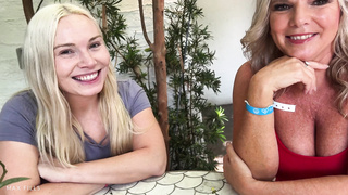 Mom and Daughter Threesome at Resort