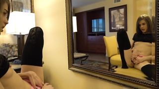 Enjoy this little cutie playing with a BBC and get a creampie.