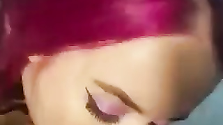 Pink Haired Goth PAWG Sucks and Fucks massive BBC